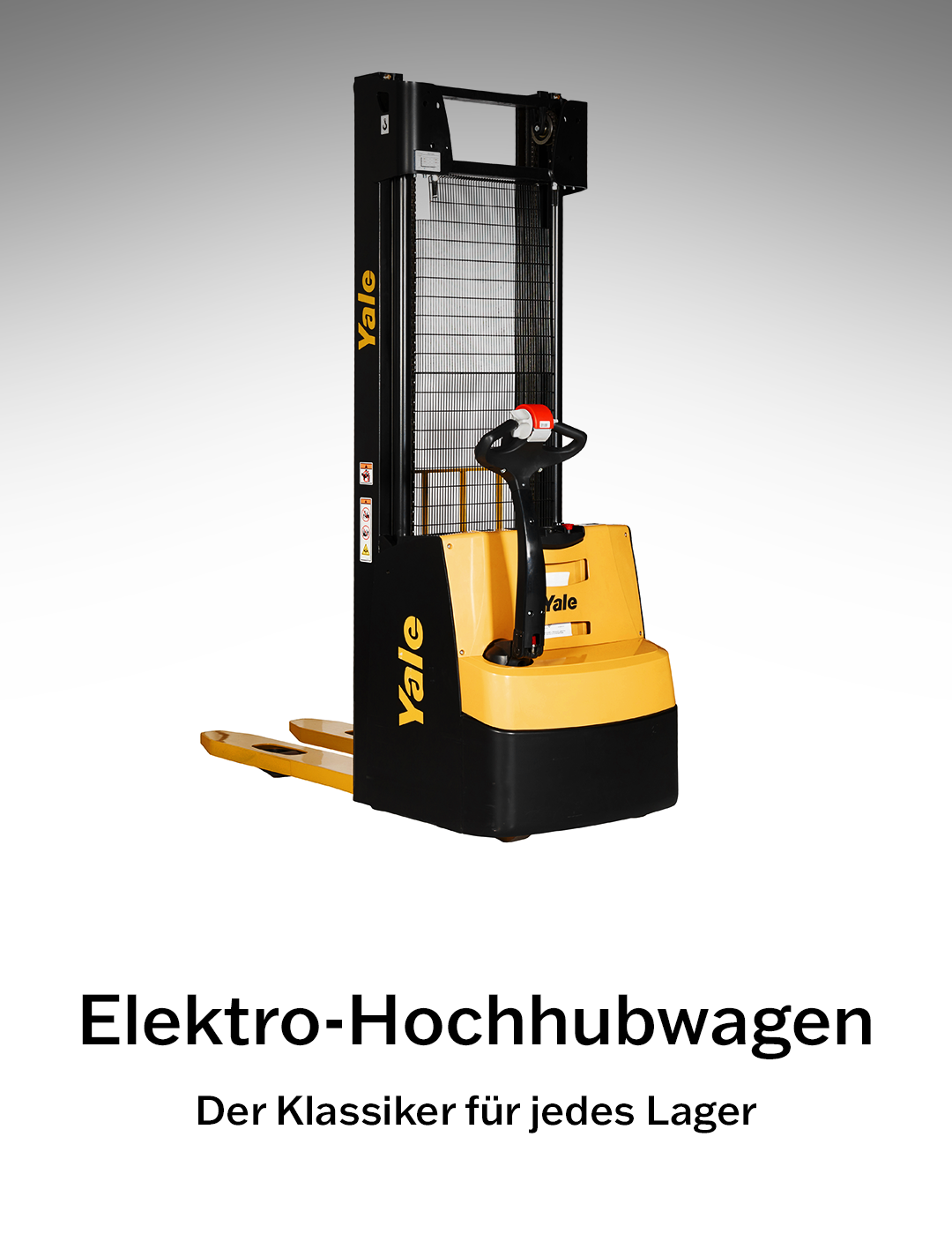 Yale MS12IL Elektro-Hochhubwagen – kompakter Hochhubwagen mit 1.200 kg Tragkraft und 4.900 mm Hubhöhe für effizienten innerbetrieblichen Transport.