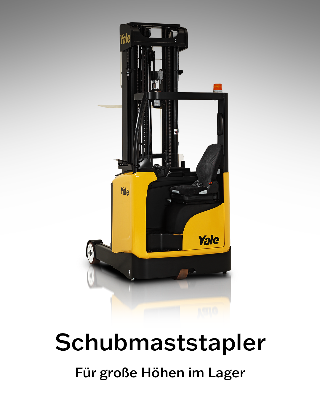 Yale MR16 Schubmaststapler von MF Gabelstapler – Elektro-Stapler mit 1.600 kg Tragkraft, 7.250 mm Hubhöhe und integriertem Seitenschieber.
